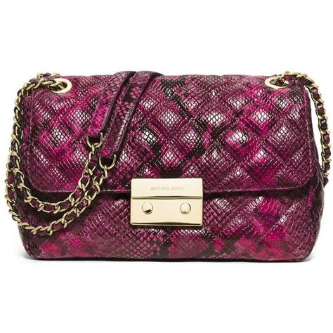 Michael Kors Sloan fuschia snakeskin quilted leather python 